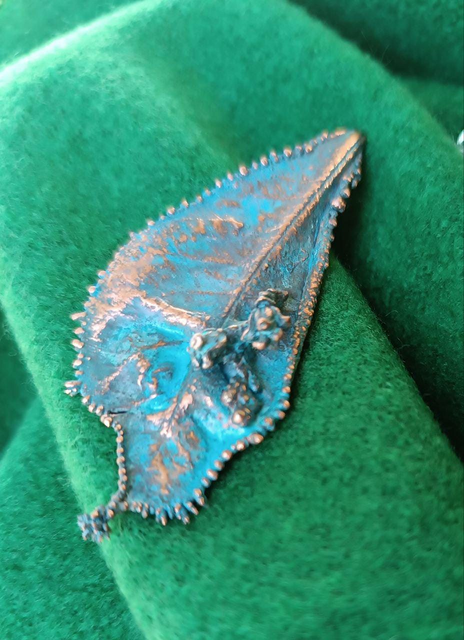 Brooch Electroformed Copper Bay Leaf – Brooch Unique Boho Jewelry, Handmade from a Real Tree Leaf