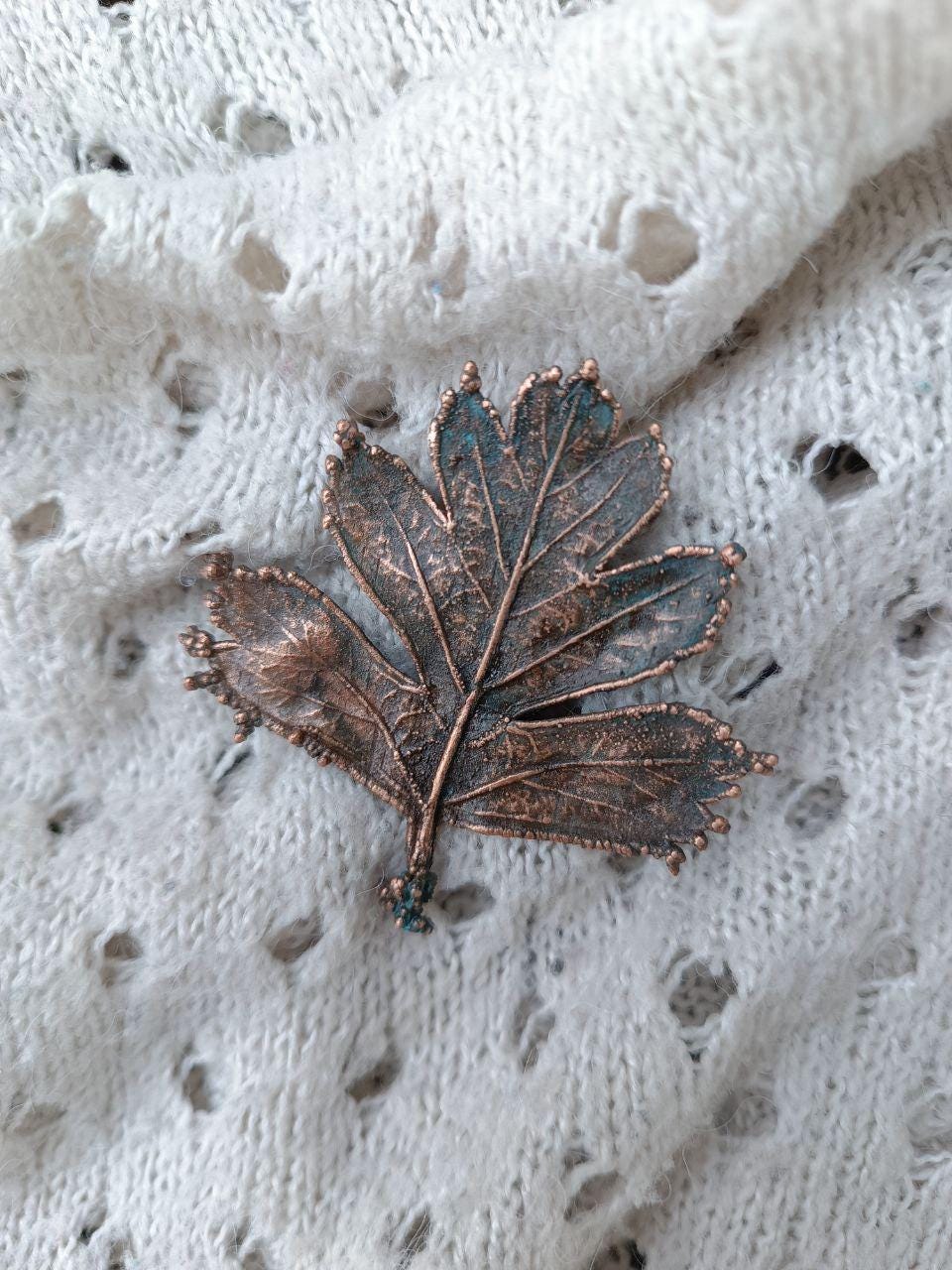 Brooch Copper Natural Gluta Leaf  gift for best friend — Unique Boho-Style Handmade Jewelry Ramella
