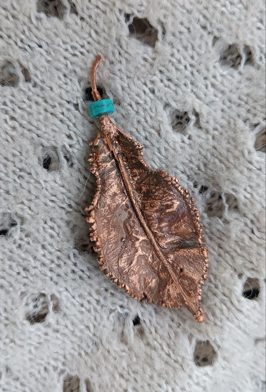 Brooch Copper Natural Ginkgo Leaf  — Unique Boho-Style Handmade Jewelry gift for best friend