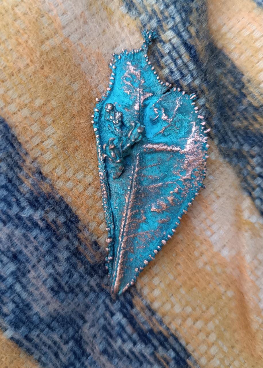 Brooch Electroformed Copper Bay Leaf – Brooch Unique Boho Jewelry, Handmade from a Real Tree Leaf