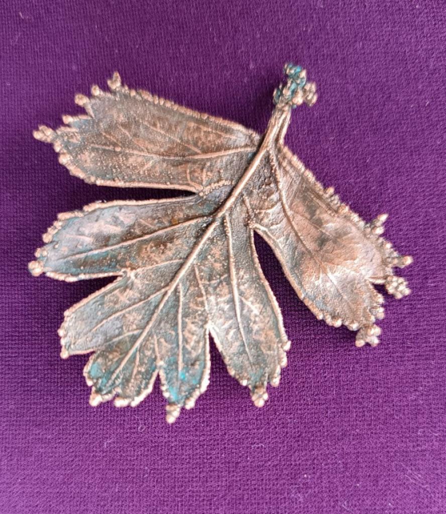 Brooch Copper Natural Gluta Leaf  gift for best friend — Unique Boho-Style Handmade Jewelry Ramella