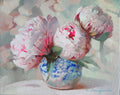Peony flowers oil painting canvas original art, Floral painting bloom, Flower bouquet pink peony wall art, Birthday gift for wife women