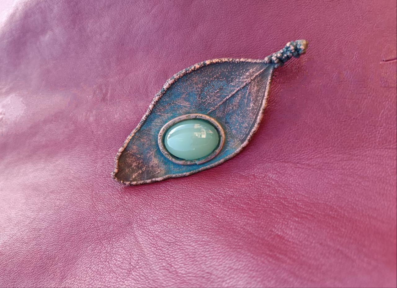 Brooch Leaf Copper Electroformed Laurel