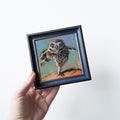 Owl bird painting original in frame Small artwork framed, Bird wall art framed artwork teacher appreciation gift