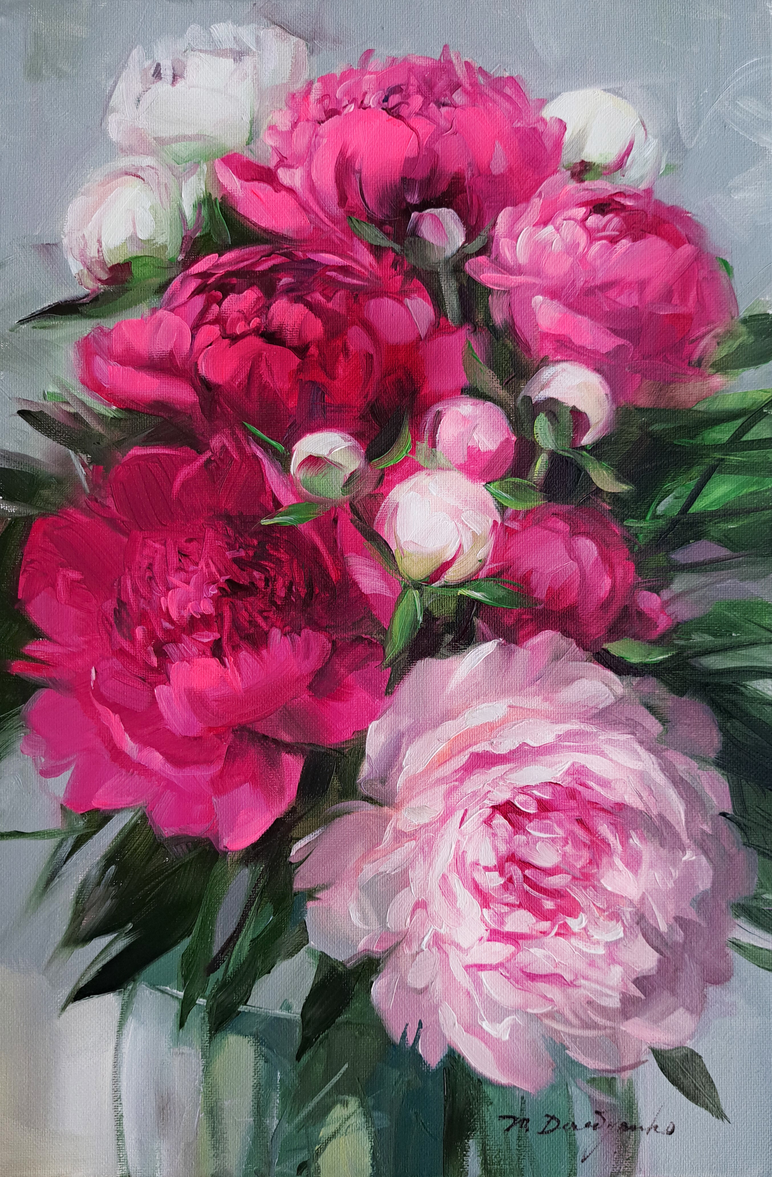 Peony Oil Painting Original, Small Floral Canvas Artwork 8x12 inch