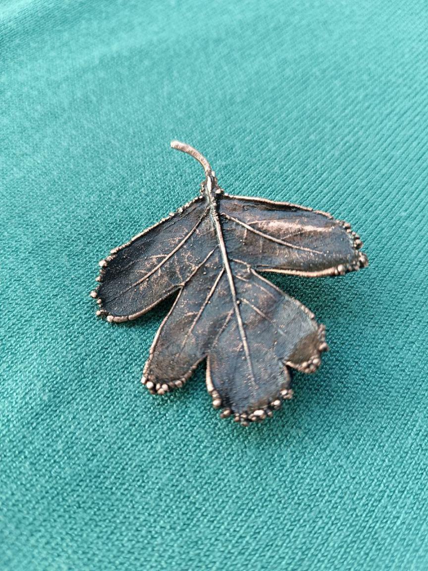 Brooch Copper Natural hawthorn leaf brooср — Unique Boho-Style Handmade Jewelry gift for best friend