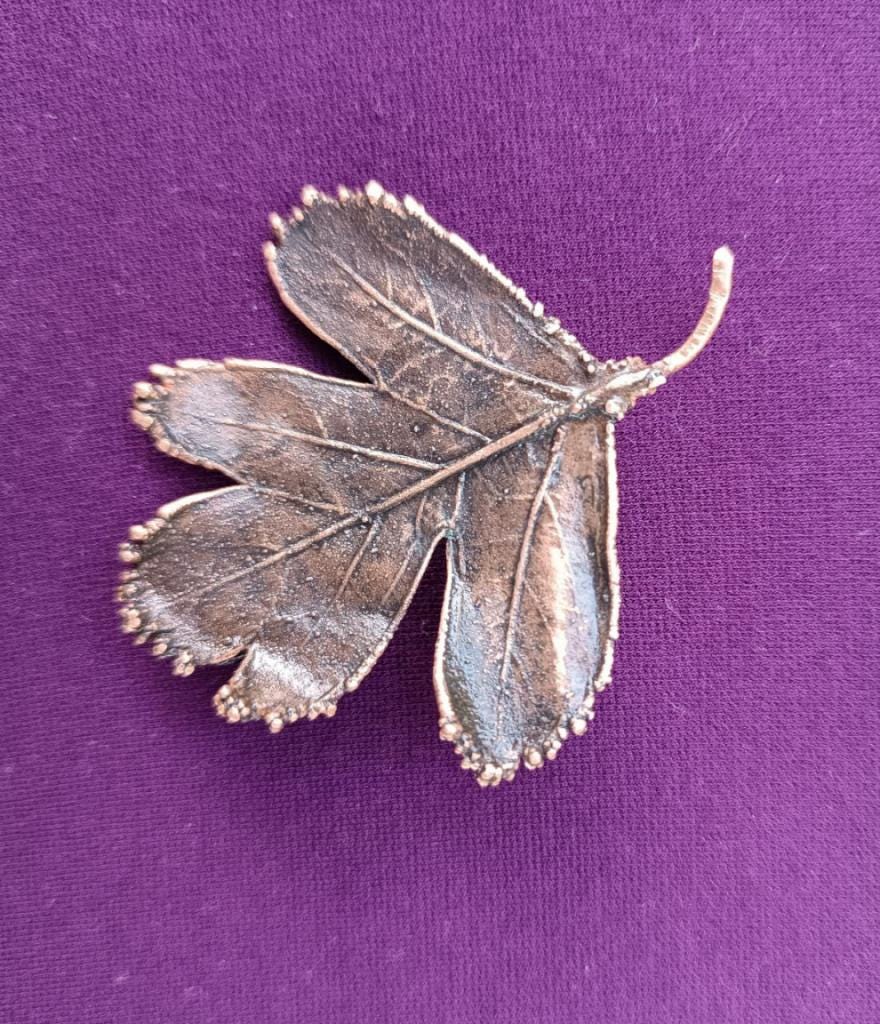 Brooch Copper Natural hawthorn leaf brooср — Unique Boho-Style Handmade Jewelry gift for best friend