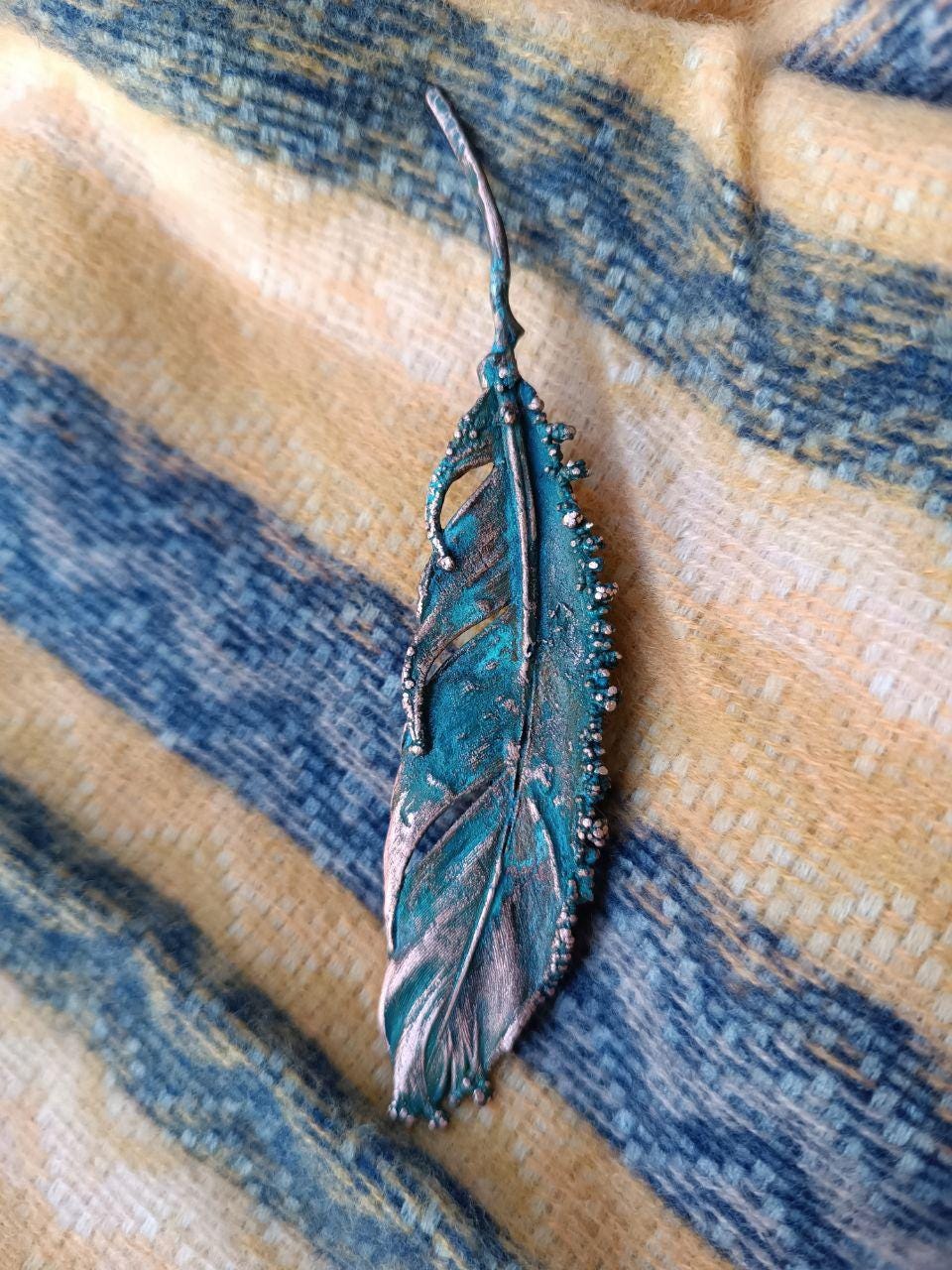 Brooch Copper Pigeon Feather  — Unique Boho-Style Handmade Jewelry gift for best friend 7th anniversary copper wedding traditional