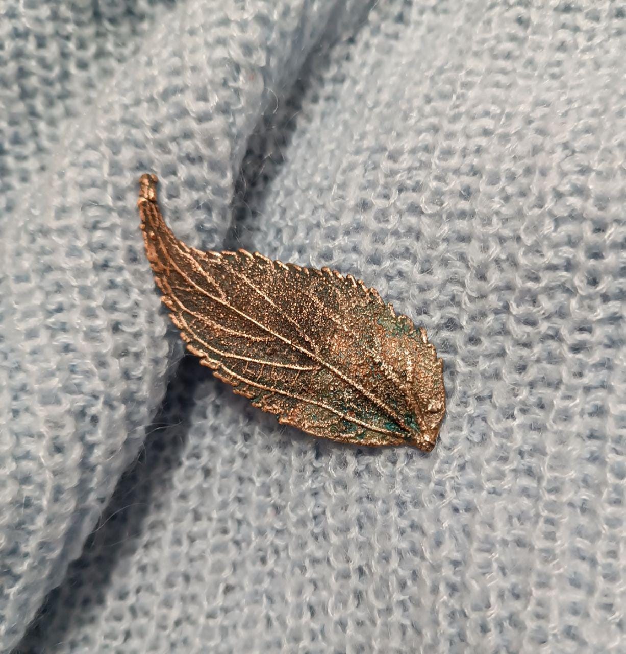 Brooch Electroformed Copper Leaf