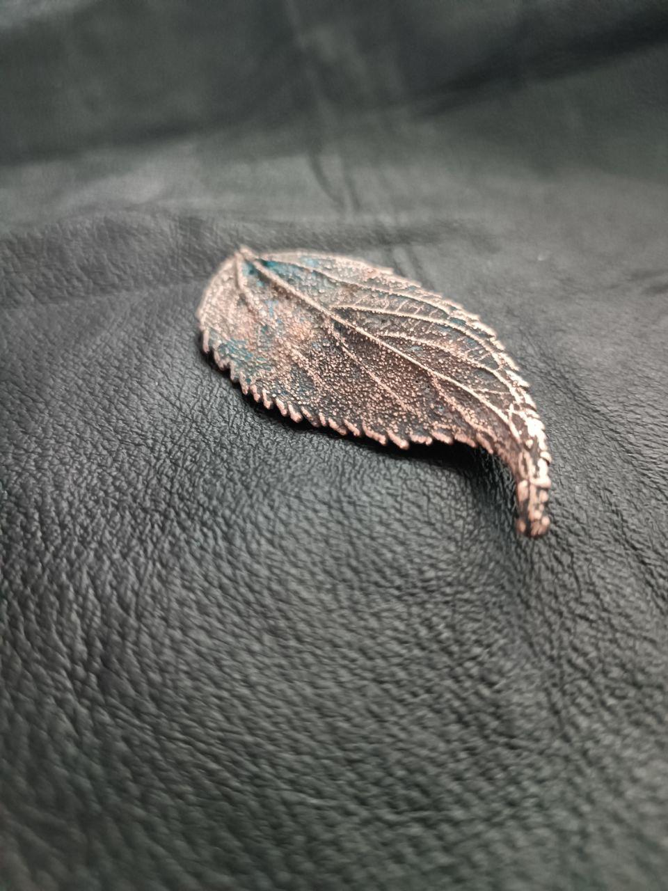 Brooch Electroformed Copper Leaf