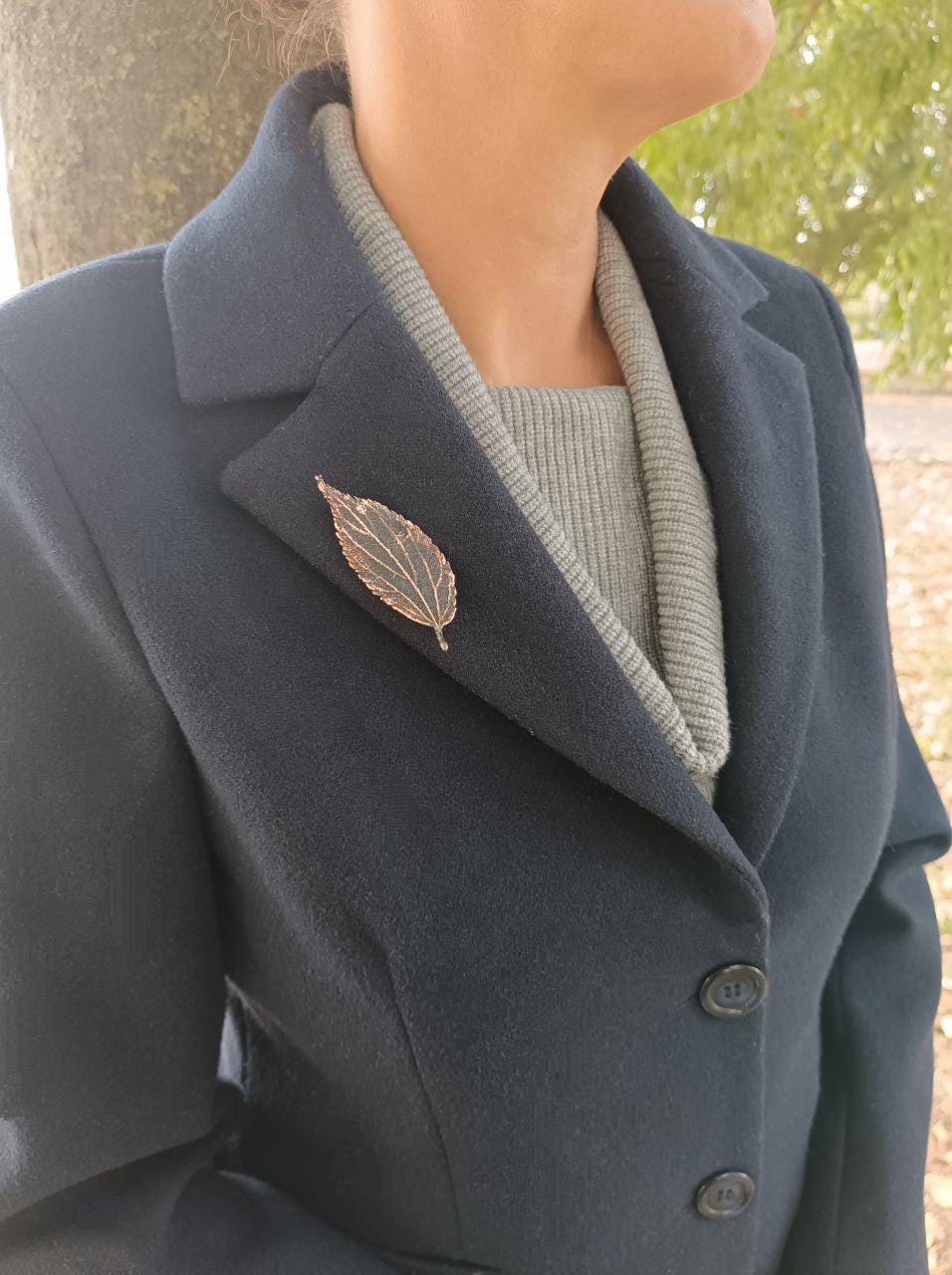 Brooch Copper Natural Ulmus Leaf  — Unique Boho-Style Handmade Jewelry gift for best friend