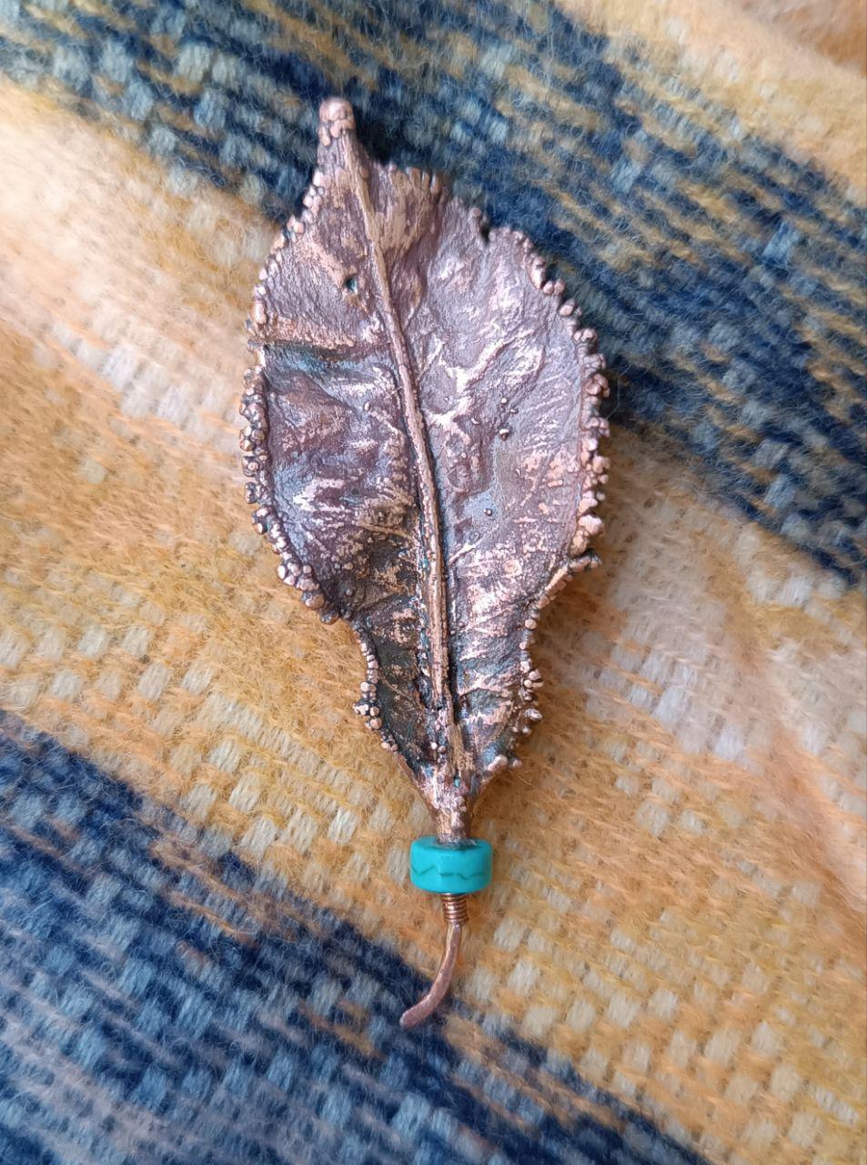 Brooch Copper Natural Ginkgo Leaf  — Unique Boho-Style Handmade Jewelry gift for best friend