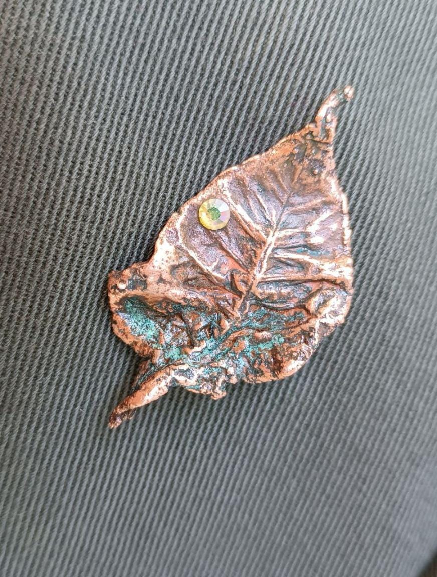 Brooch Electroformed Copper Bay Leaf – Brooch Unique Boho Jewelry, Handmade from a Real Tree Leaf