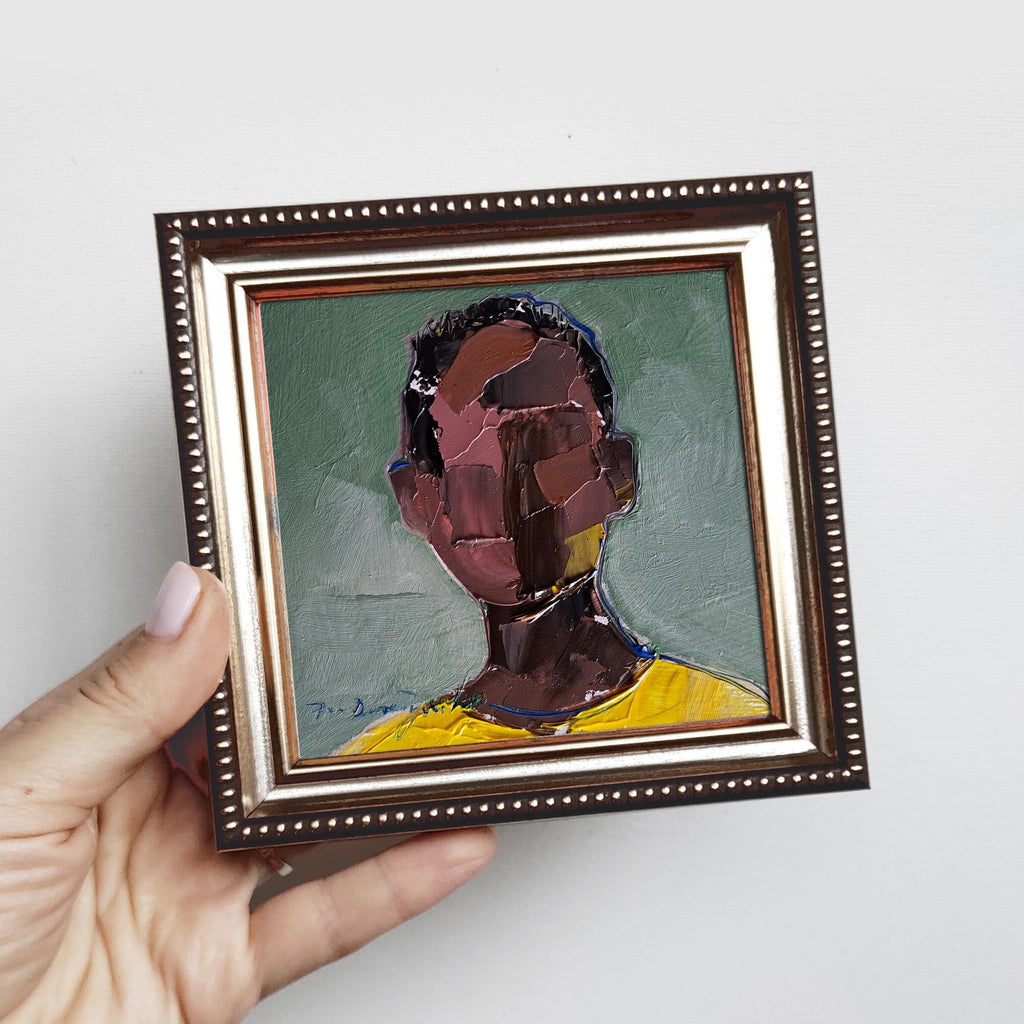 Male portrait oil painting original 4x4 inch