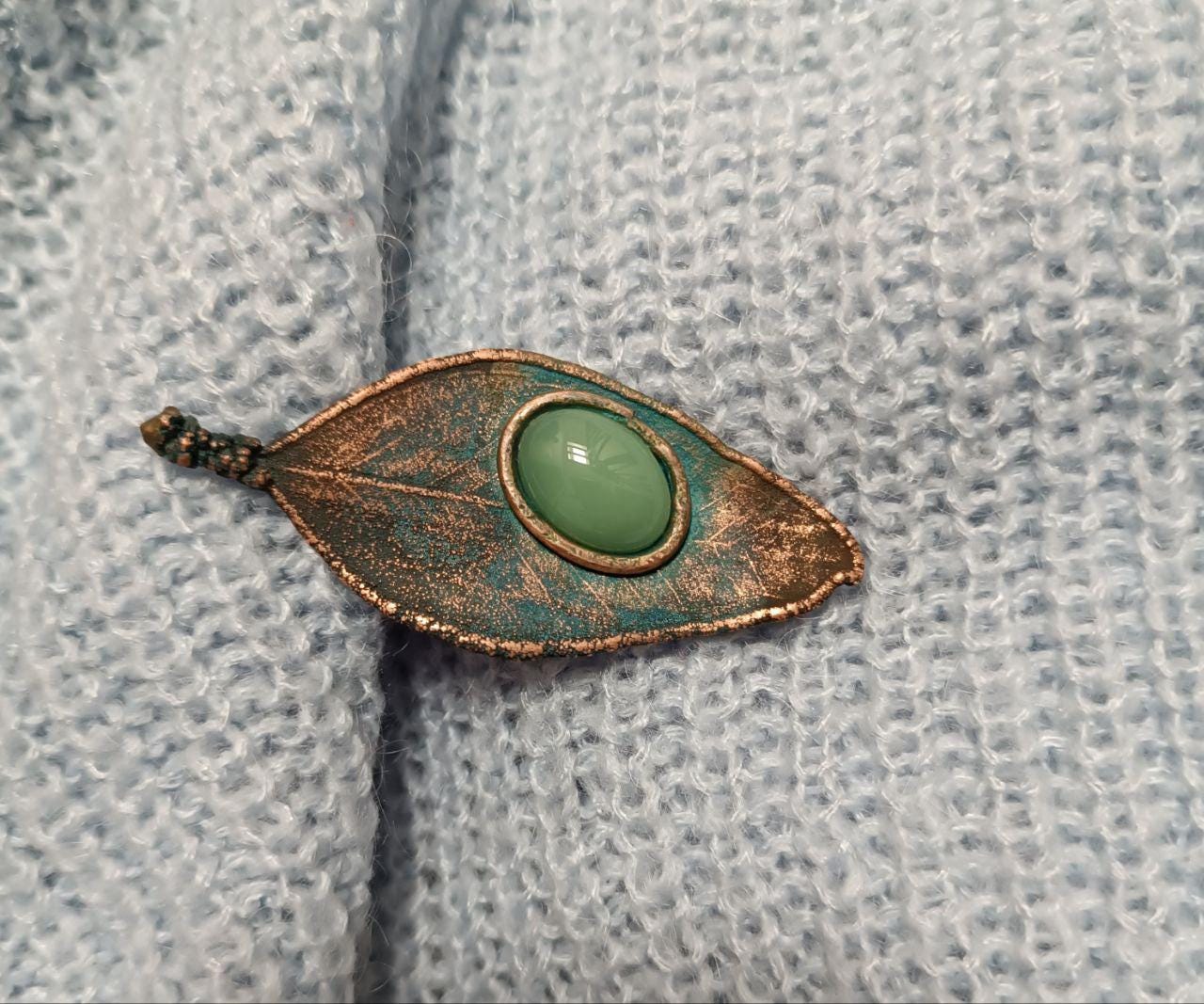 Brooch Leaf Copper Electroformed Laurel