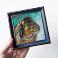 Custom pet portrait painting 4x4 in frame, Small pet oil painting original framed artwork, Rabbit pet portrait oil art mini gift