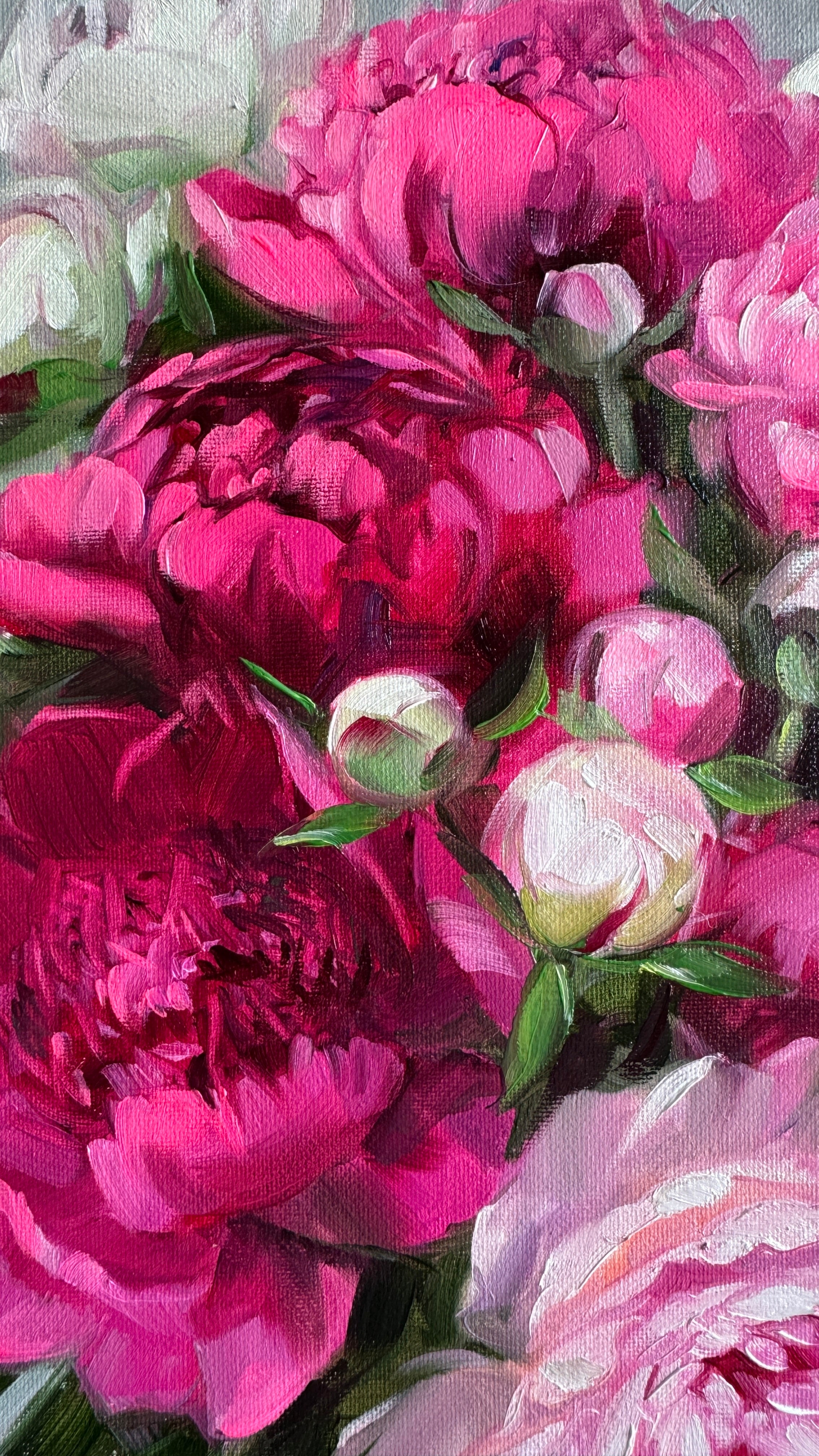 Peony Oil Painting Original, Small Floral Canvas Artwork 8x12 inch