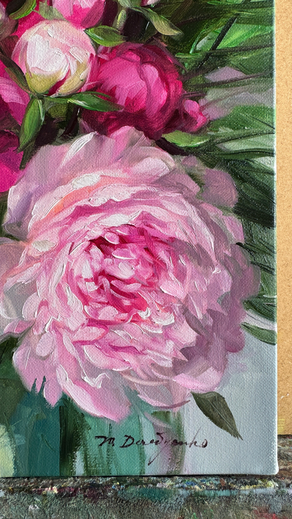 Peony Oil Painting Original, Small Floral Canvas Artwork 8x12 inch