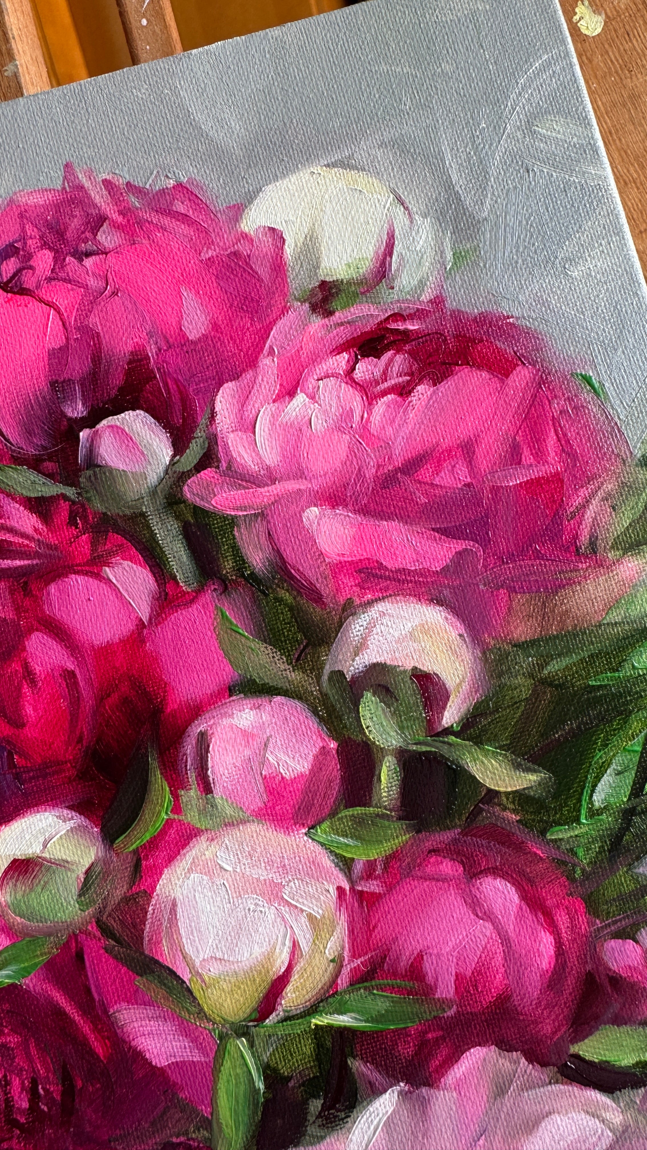 Peony Oil Painting Original, Small Floral Canvas Artwork 8x12 inch