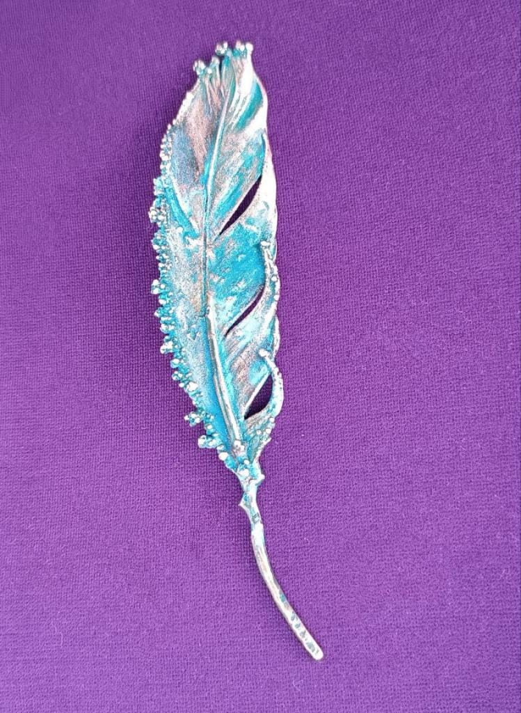 Brooch Copper Pigeon Feather  — Unique Boho-Style Handmade Jewelry gift for best friend 7th anniversary copper wedding traditional