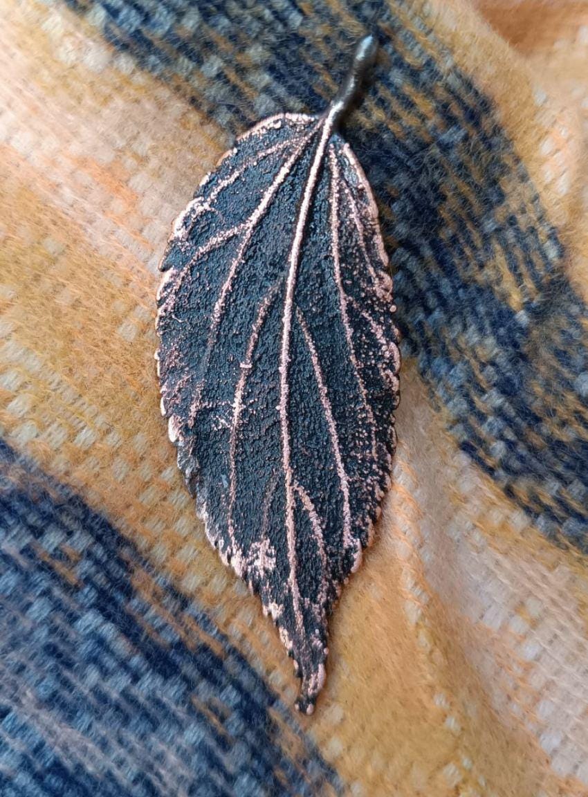 Brooch Copper Natural Ulmus Leaf  — Unique Boho-Style Handmade Jewelry gift for best friend