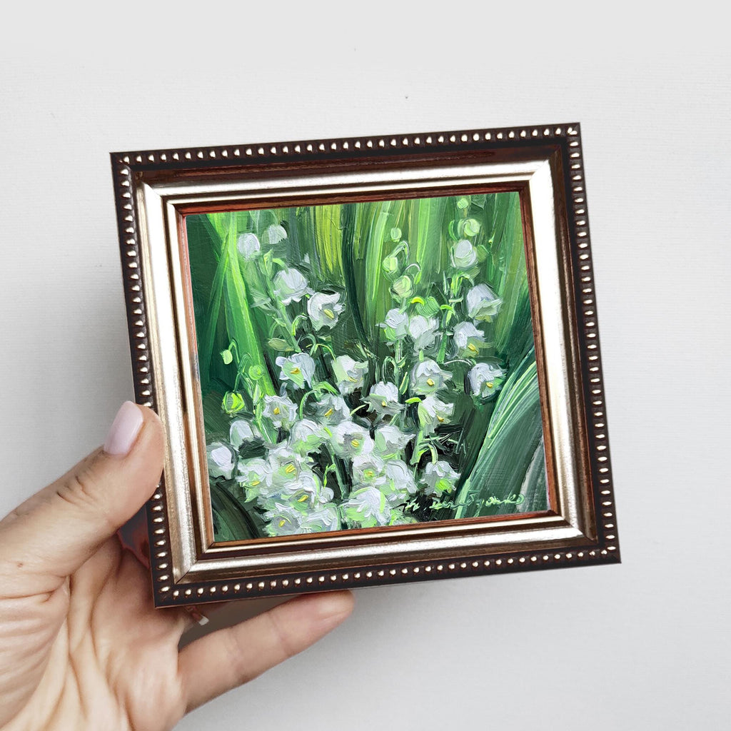 Lily of the valley oil painting 4x4