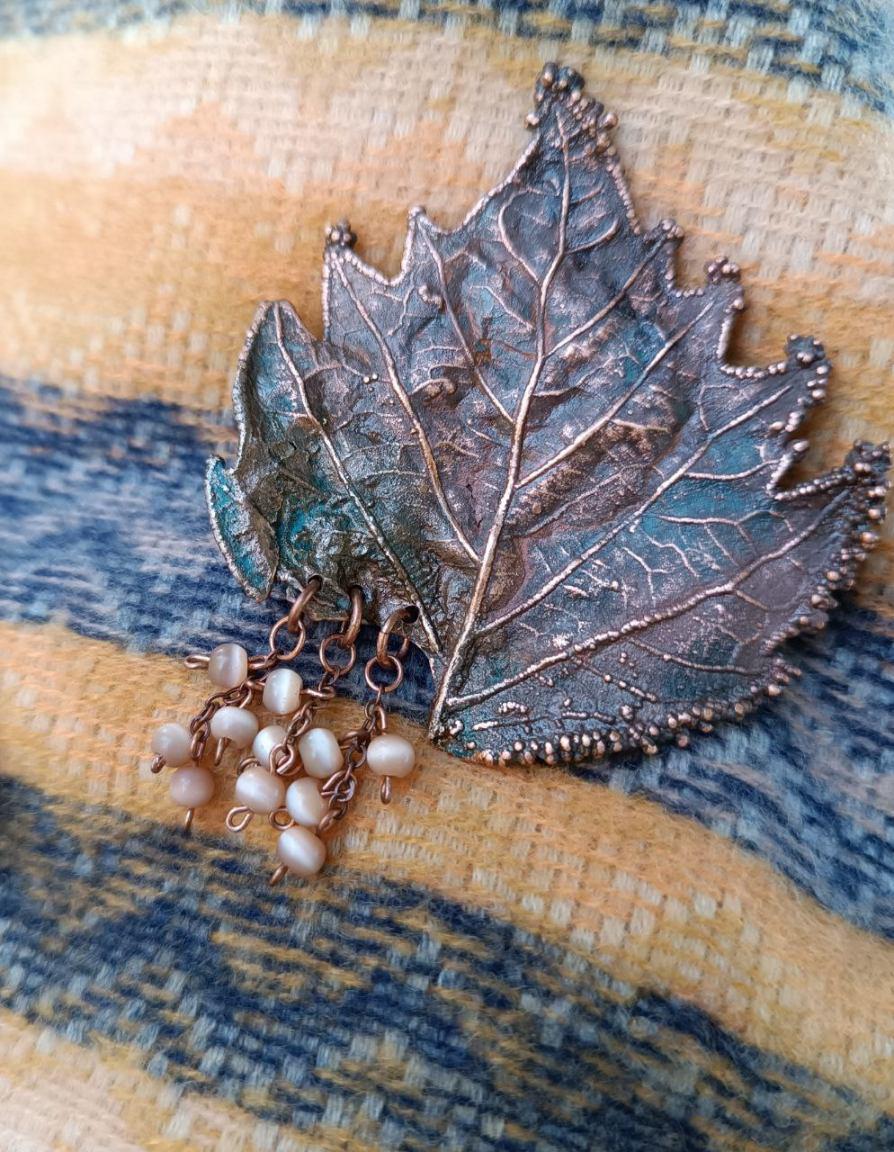 Brooch Poplar Leaf Copper