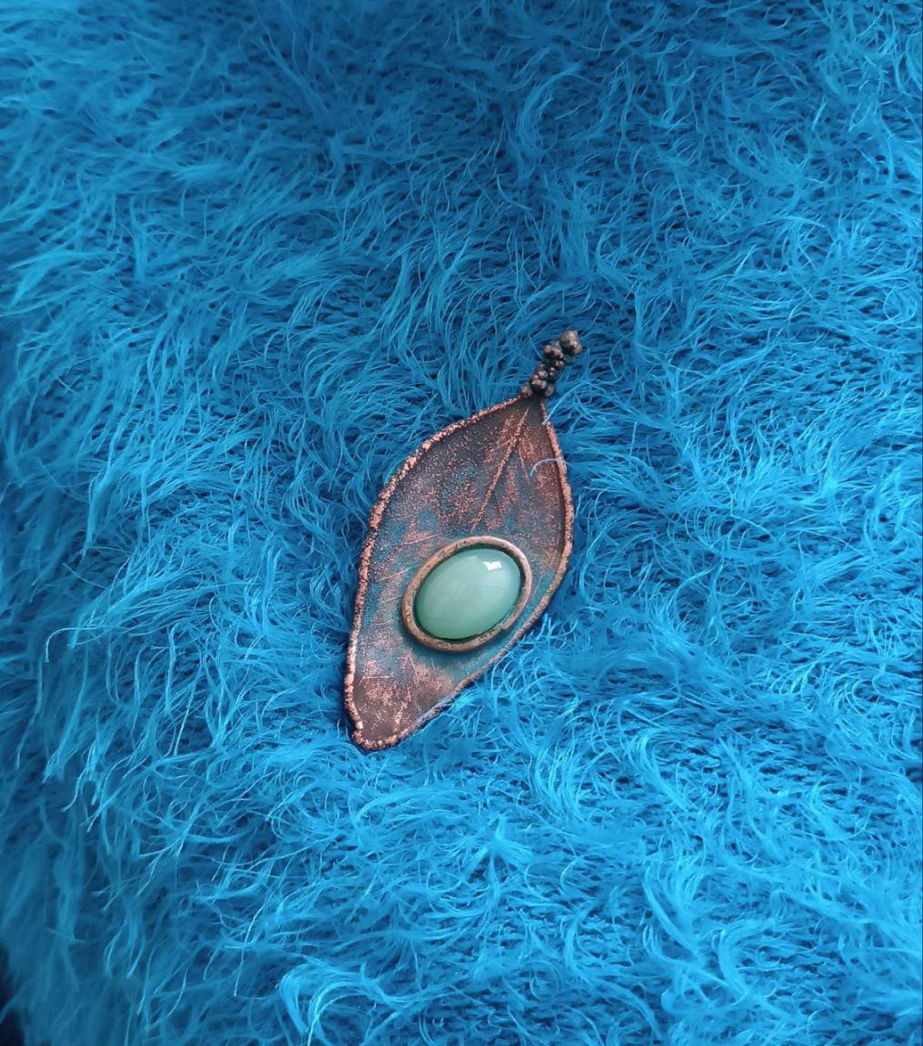 Brooch Leaf Copper Electroformed Laurel