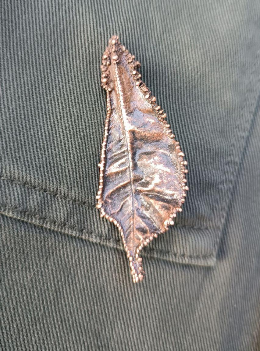 Brooch Electroformed Copper Bay Leaf – Brooch Unique Boho Jewelry, Handmade from a Real Tree Leaf