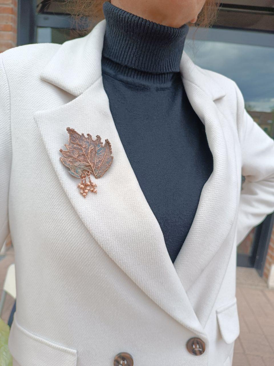 Brooch Poplar Leaf Copper