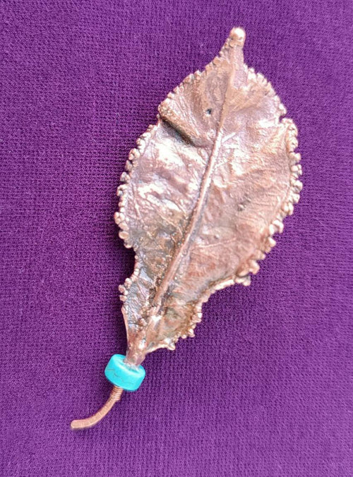 Brooch Copper Natural Ginkgo Leaf  — Unique Boho-Style Handmade Jewelry gift for best friend