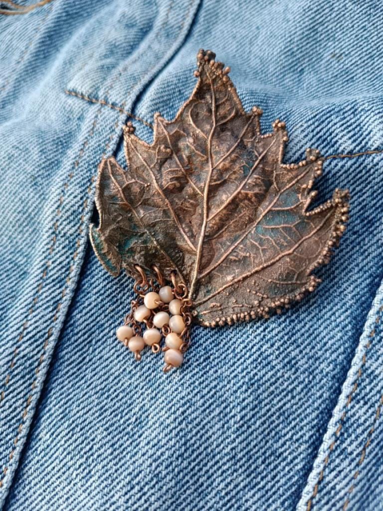 Brooch Poplar Leaf Copper