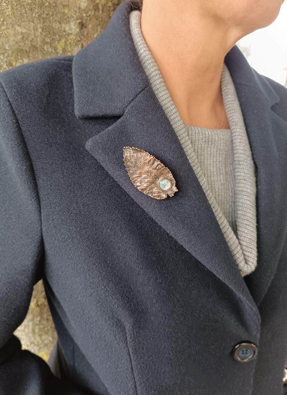 Brooch Leaf Copper