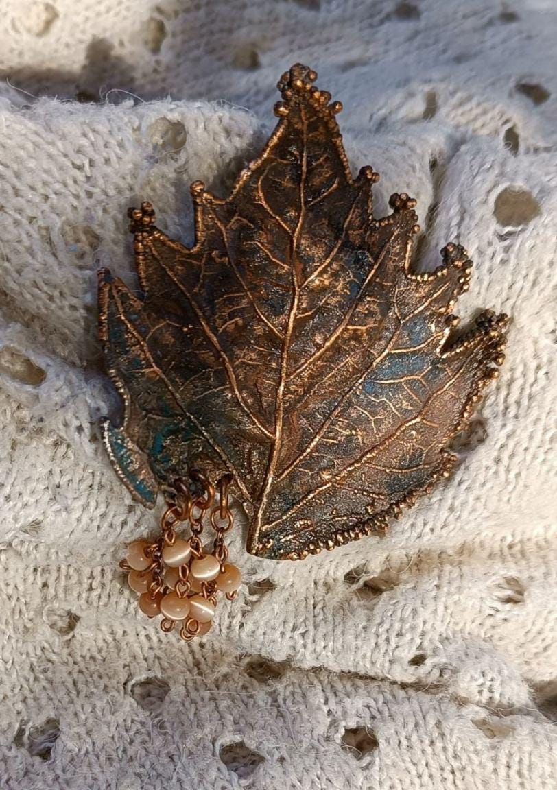 Brooch Poplar Leaf Copper