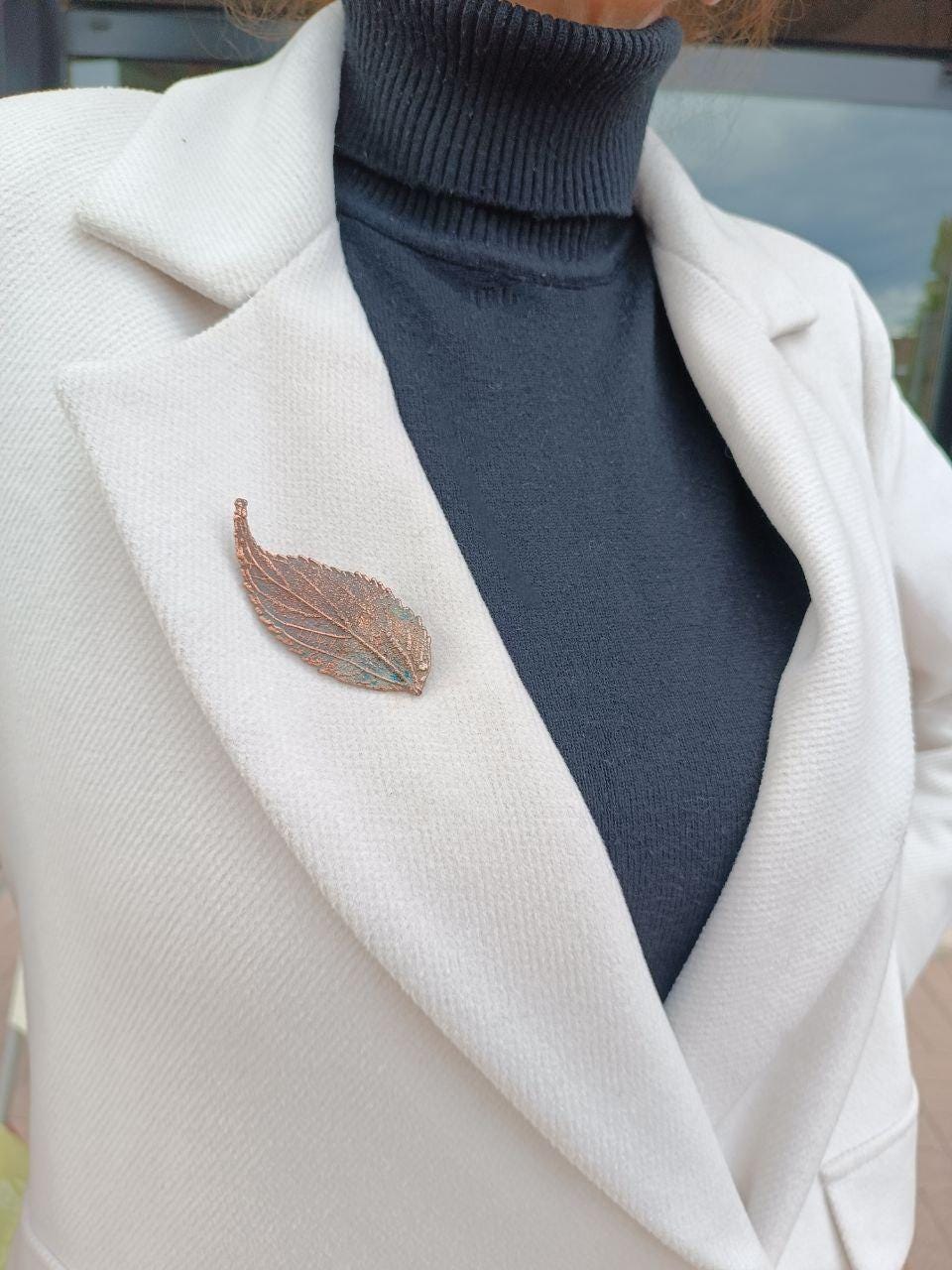 Brooch Electroformed Copper Leaf