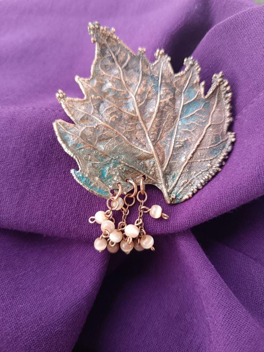 Brooch Poplar Leaf Copper