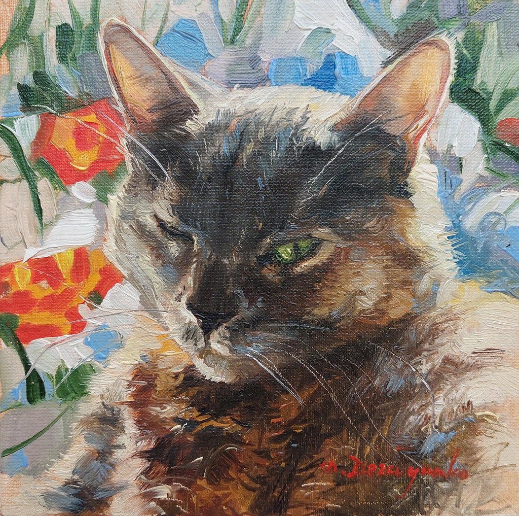 Cat pet portrait painting original, Custom cat painting, Animal portrait from photo