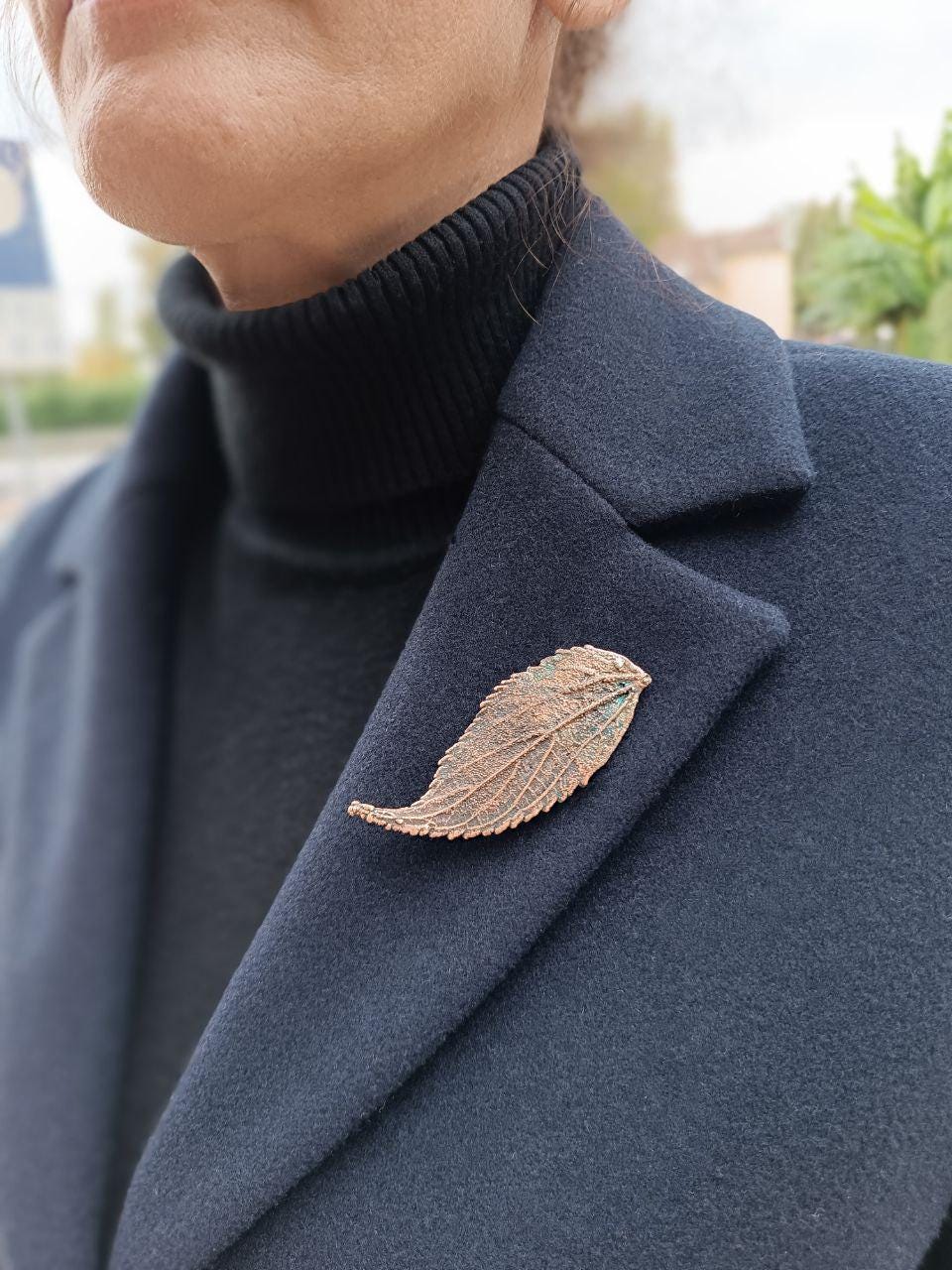 Brooch Electroformed Copper Leaf