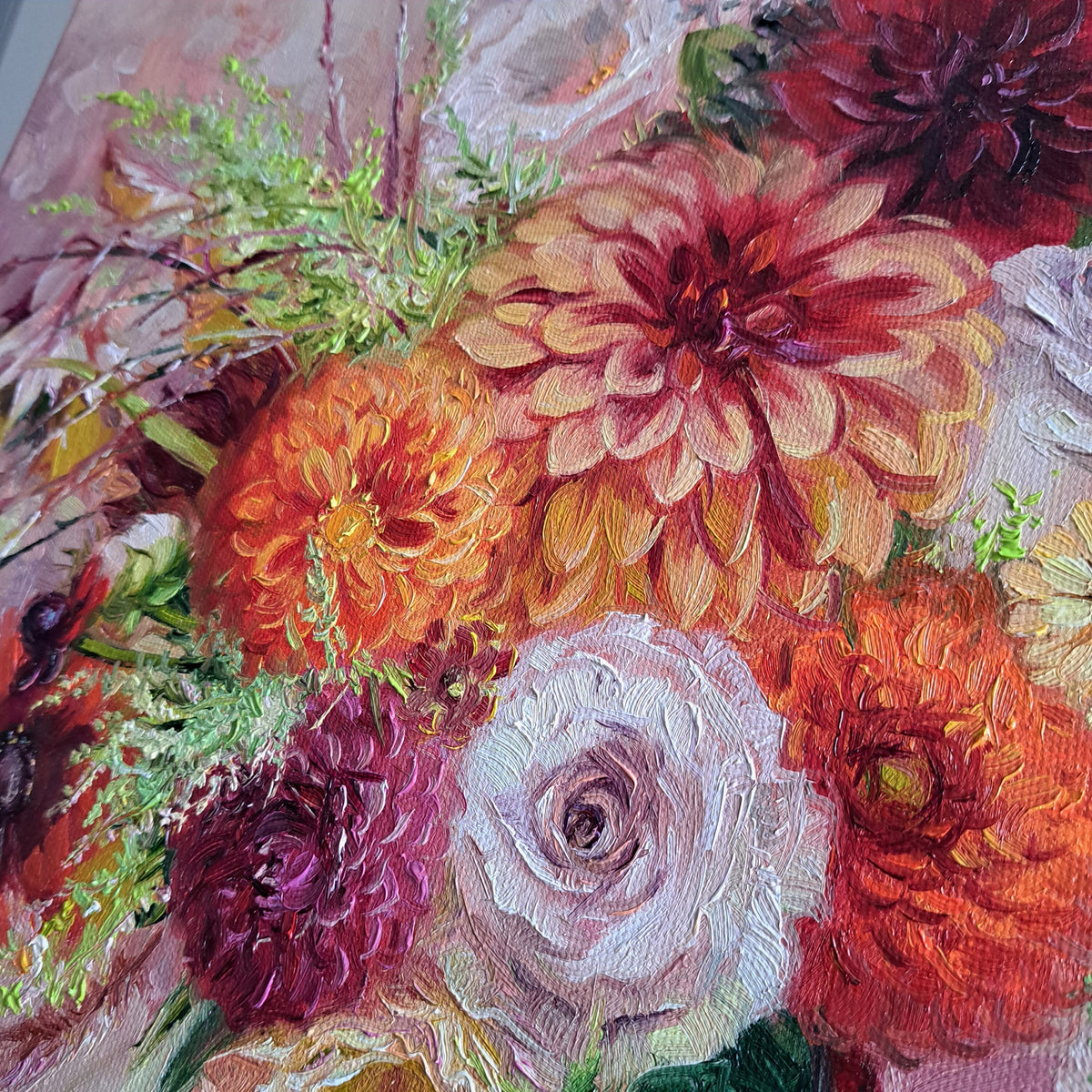 Bridal flowers portraits painting original canvas art
