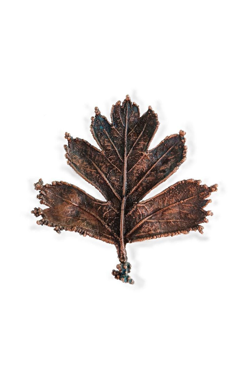 Brooch Copper Natural Gluta Leaf  gift for best friend — Unique Boho-Style Handmade Jewelry Ramella