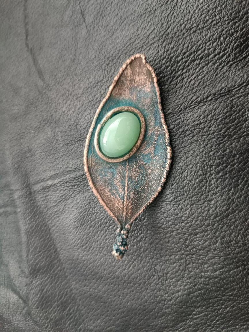 Brooch Leaf Copper Electroformed Laurel