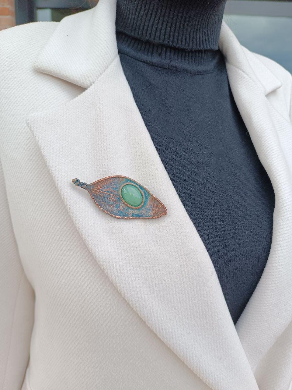 Brooch Leaf Copper Electroformed Laurel