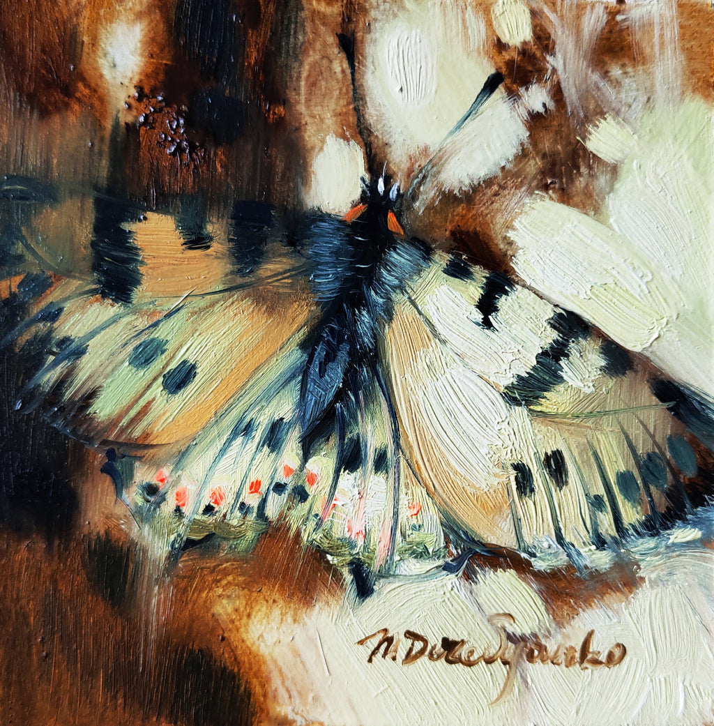 Ivori butterfly art oil painting original, grisaille oil painting butterfly picture framed, butterfly wall art gift for Mom