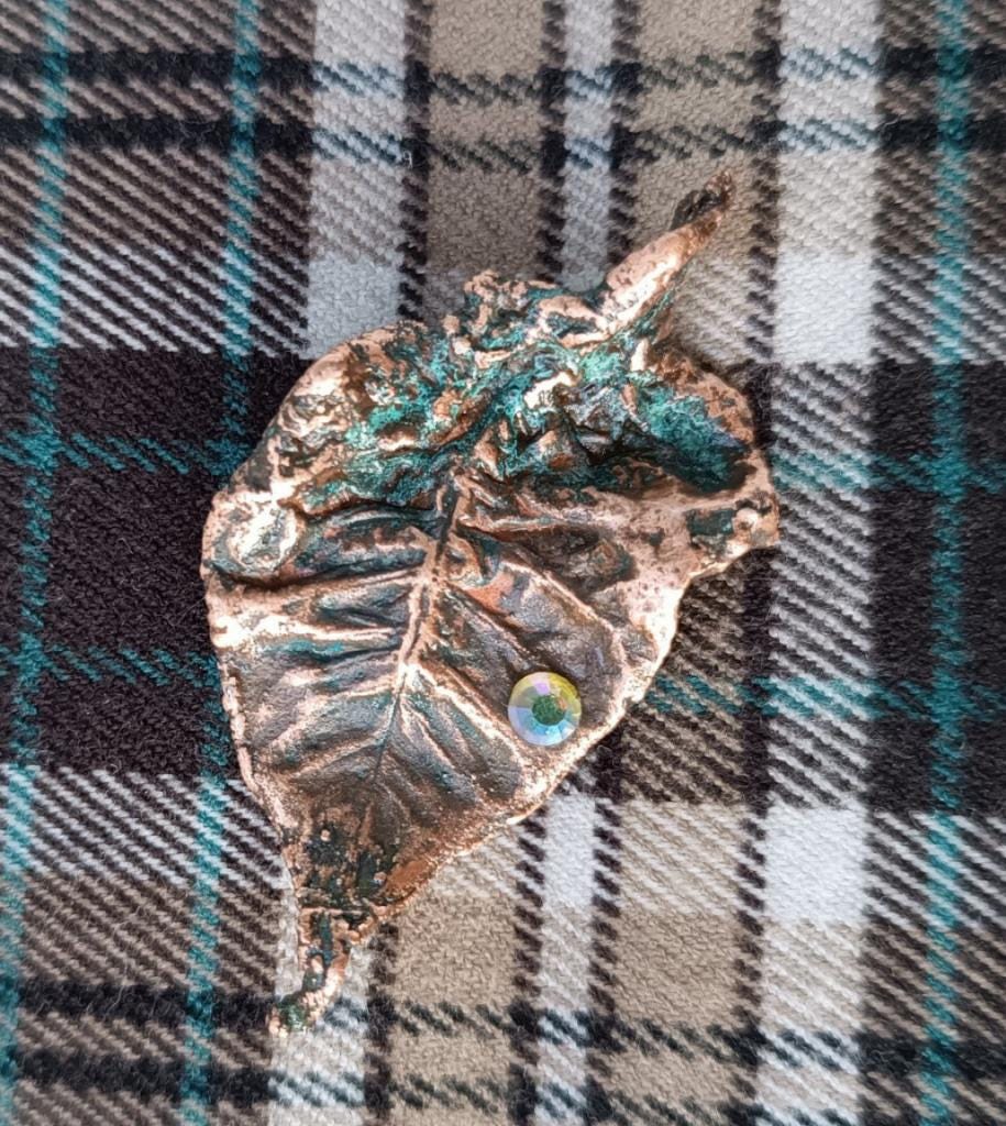 Brooch Electroformed Copper Bay Leaf – Brooch Unique Boho Jewelry, Handmade from a Real Tree Leaf