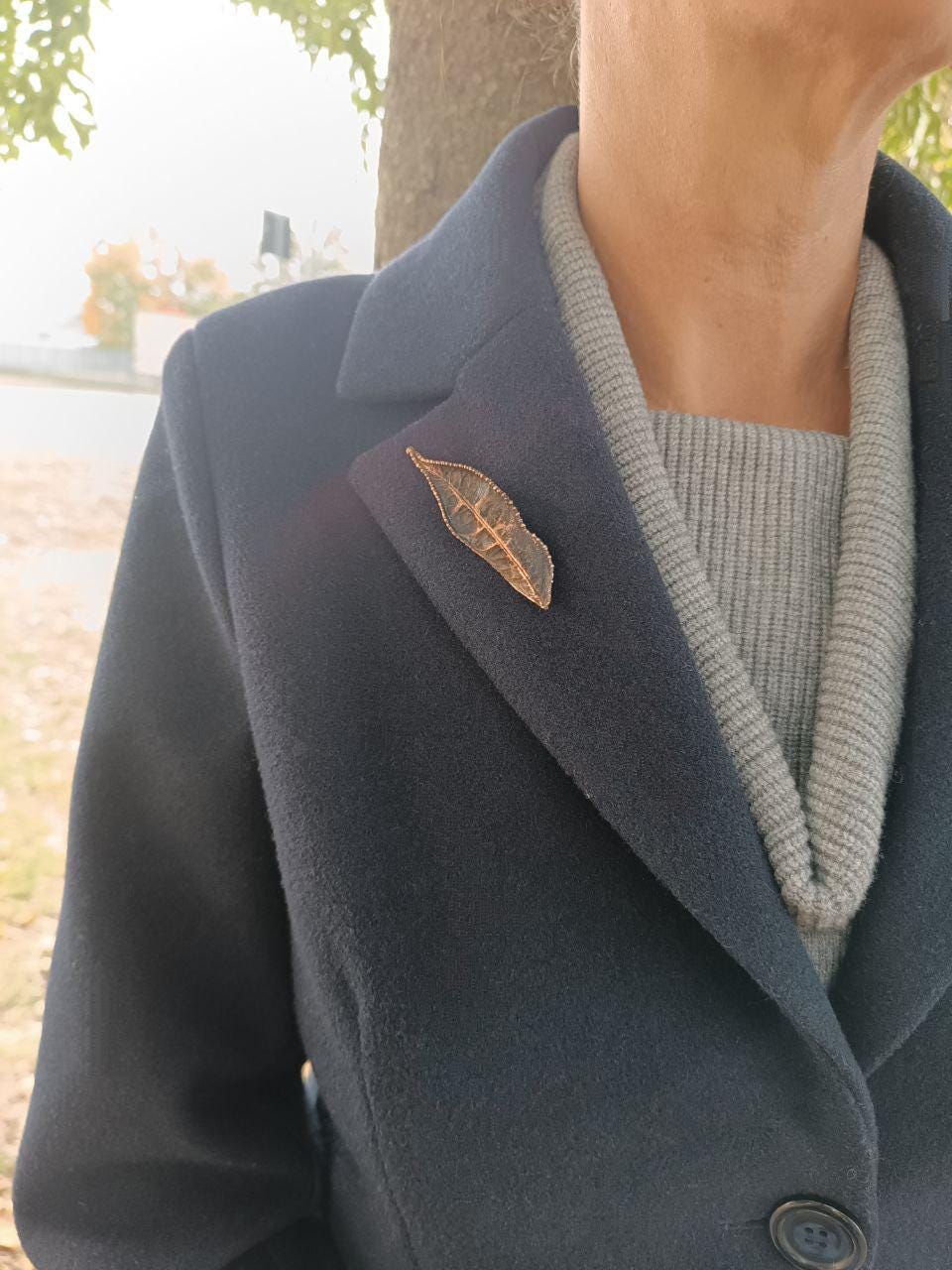 Brooch Electroformed Copper Leaf – Brooch Unique Boho Jewelry, Handmade from a Real Tree Leaf