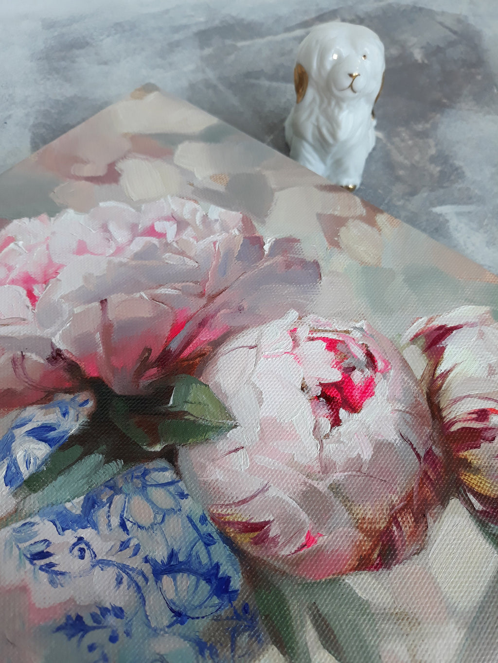 Peony flowers oil painting canvas original art, Floral painting bloom, Flower bouquet pink peony wall art, Birthday gift for wife women