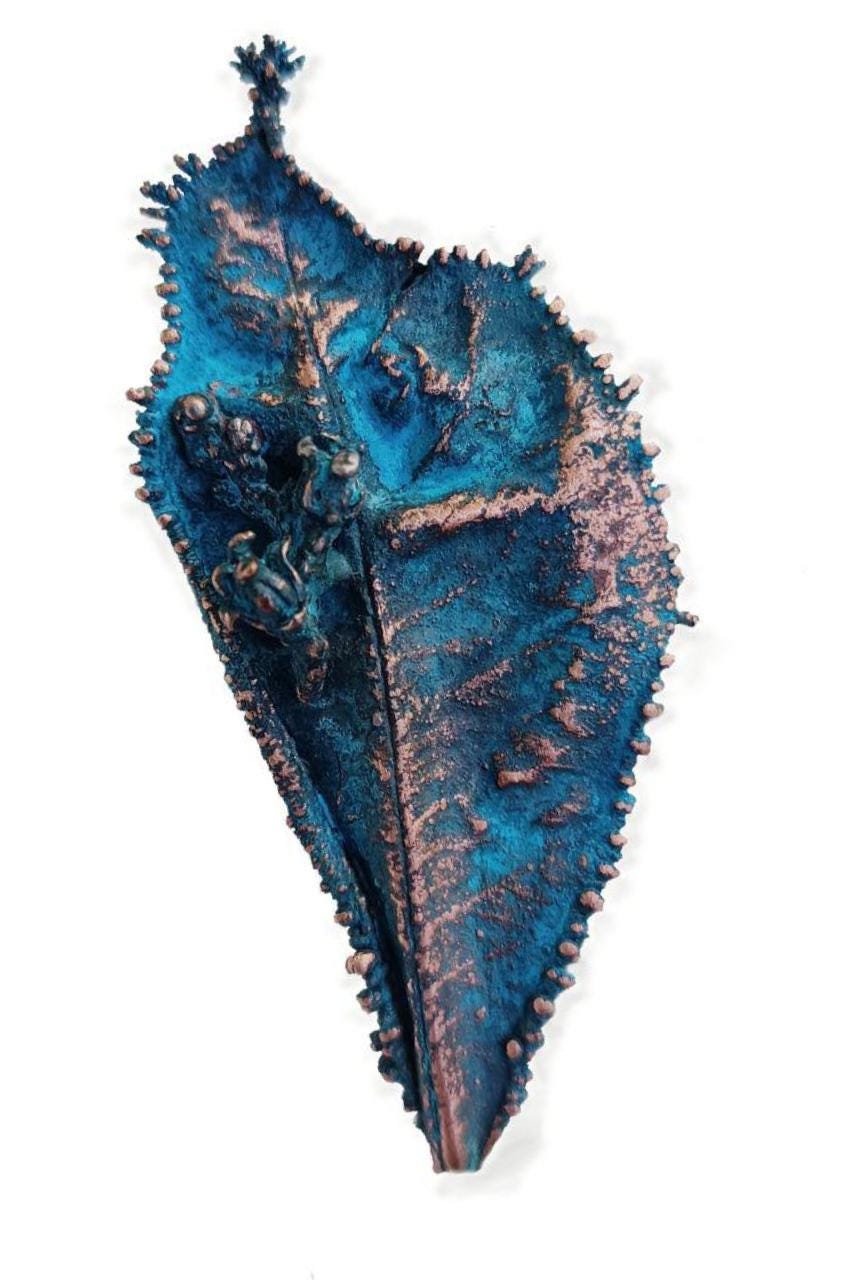 Brooch Electroformed Copper Bay Leaf – Brooch Unique Boho Jewelry, Handmade from a Real Tree Leaf
