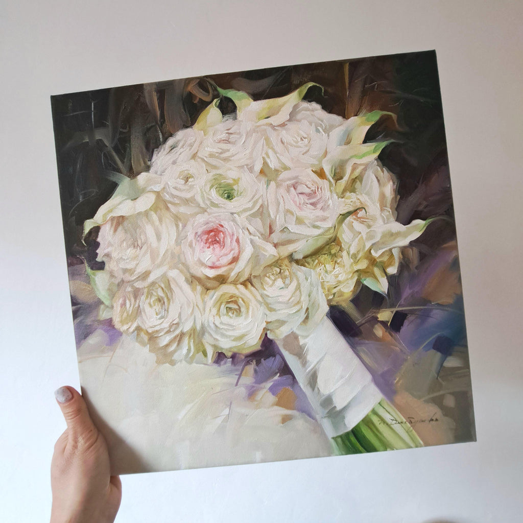 Bridal flower bouquet painting