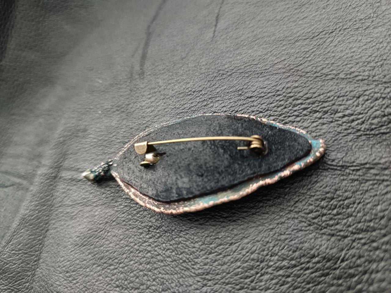 Brooch Leaf Copper Electroformed Laurel