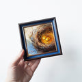 Nest bird oi painting original 4x4 in frame, Two gold egg miniature painting wall art framed, Small painting Valentines day gift